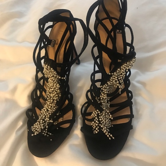 Tory Burch black suede beaded heels size 9.5 - Picture 3 of 9